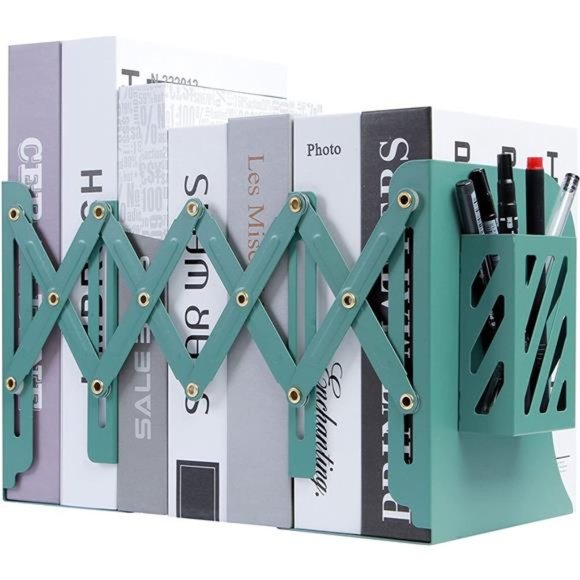 Accessories Adjustable Desk Storage Bookends With Pen Stand Holder